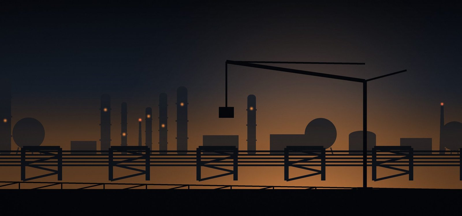 Power and energy facility at dusk