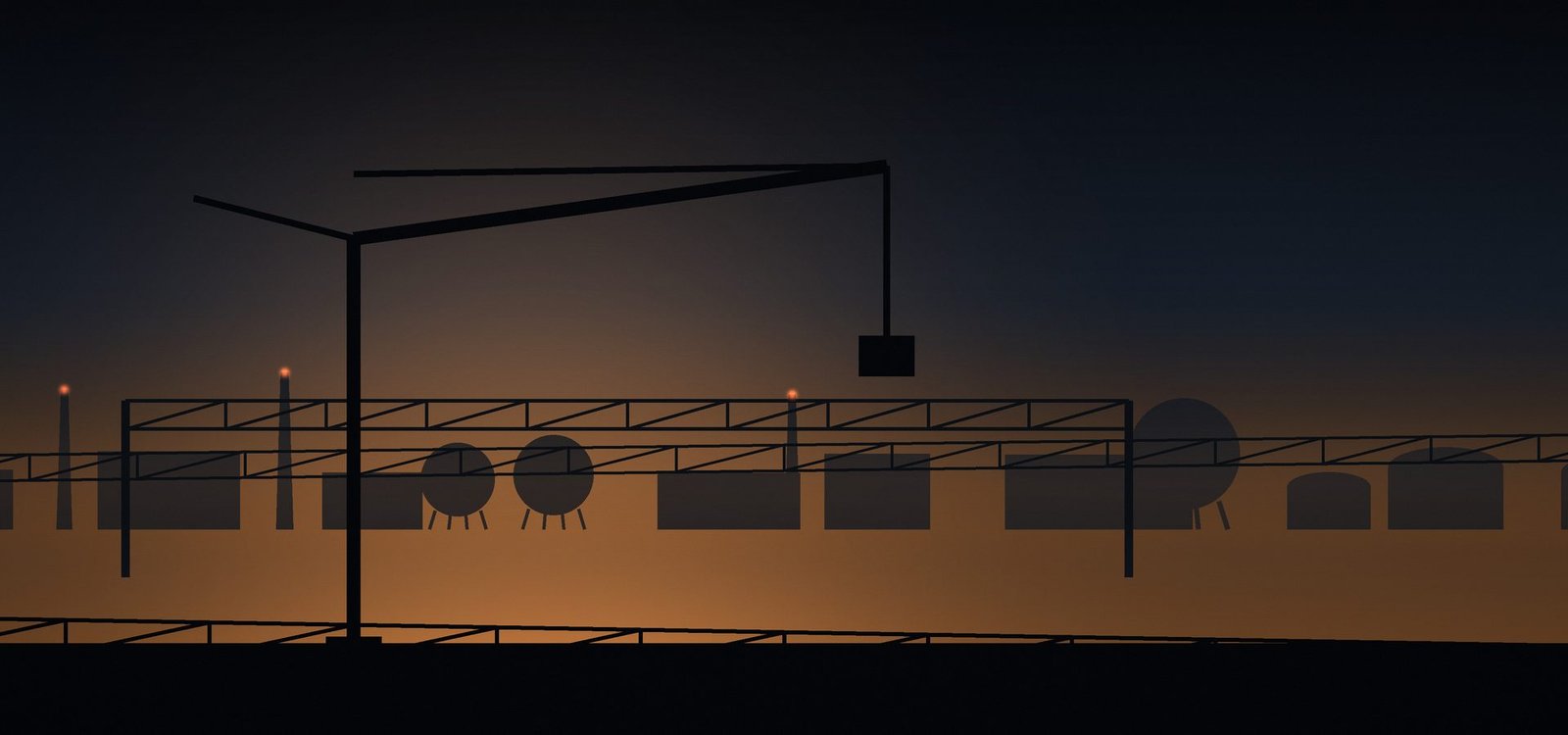 Industrial manufacturing plant at dusk