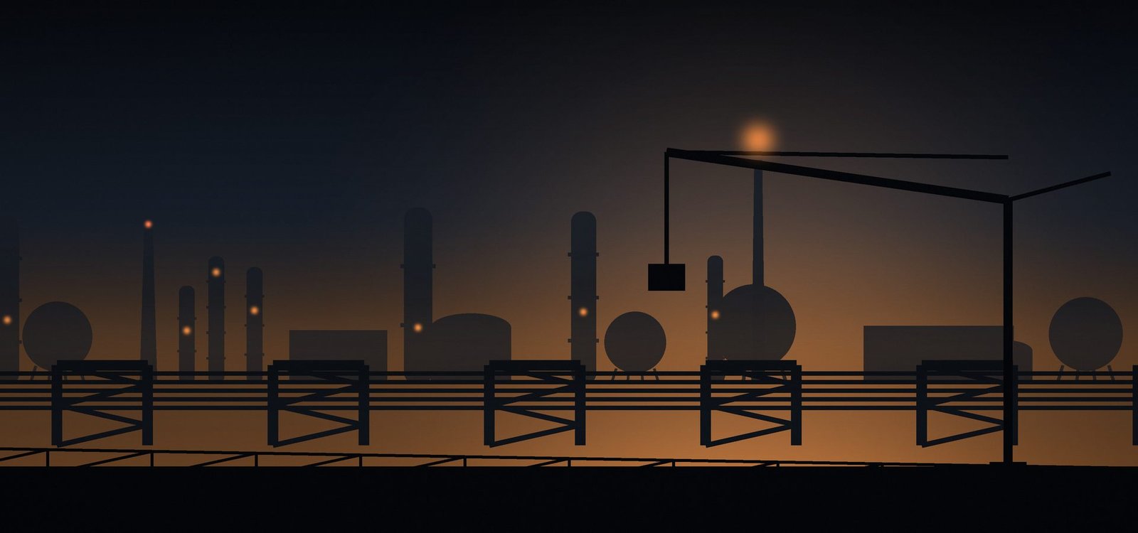 Industrial plant skyline at dusk