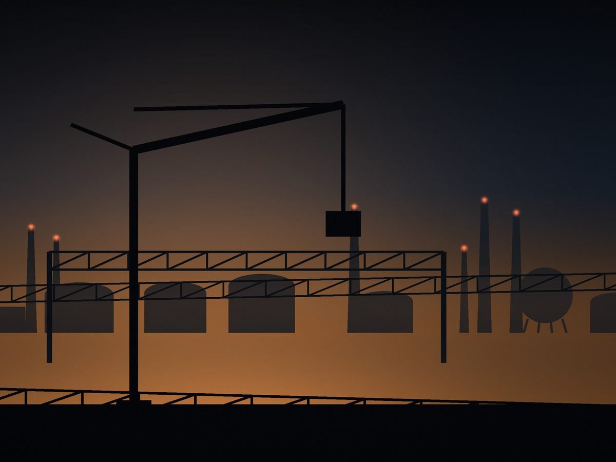 Manufacturing plant at dusk