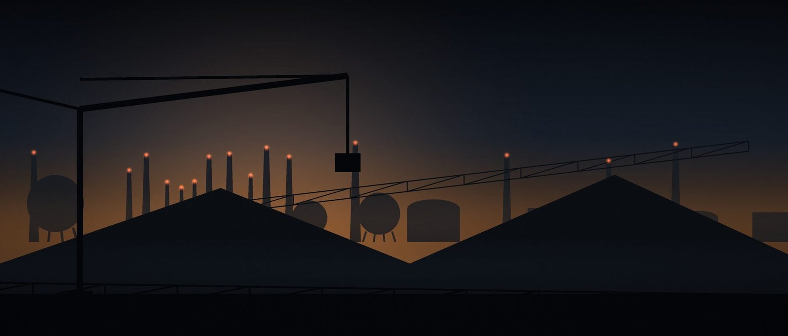 Industrial site at dusk with plant lighting